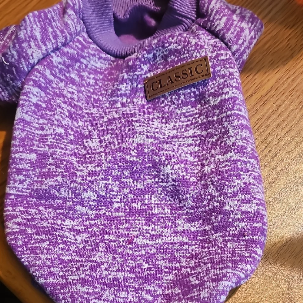 Classic Purple Knit Fleece Lined Pet Sweater Size SMALL